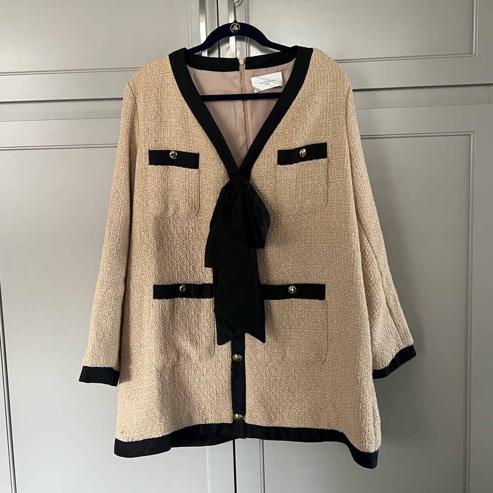 Pomander Place Tan and Black Mini Dress